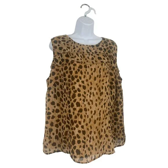 Merona Womens Sleeveless Leopard Print Top Blouse Size XXL - Picture 2 of 11